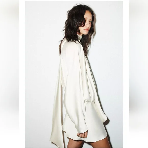 ZARA  FOULARD SATIN EFFECT SHORT DRESS - Picture 5 of 7